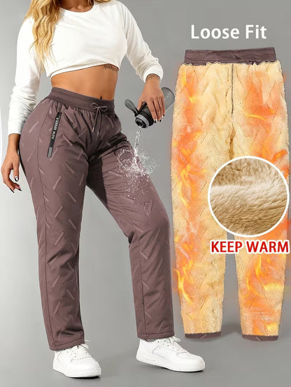Fleevra | Pantaloni termici con fodera in pile, idrorepellenti, 2 tasche con cerniera