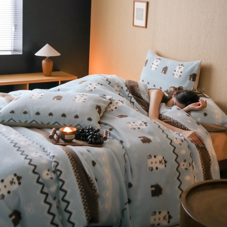 Skandira | Ropa de cama reversible de invierno con diseño escandinavo, de 4 piezas