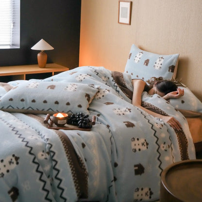 Skandira | Ropa de cama reversible de invierno con diseño escandinavo, de 4 piezas
