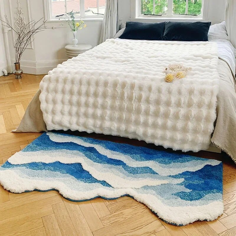 AquaWave | Tappeto alla moda per la casa | Design a onde nei colori del mare | Morbido, facile da pulire e stiloso