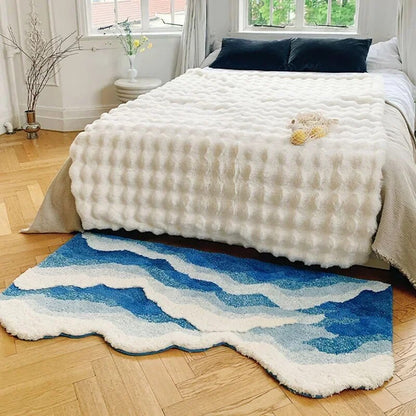AquaWave | Tappeto alla moda per la casa | Design a onde nei colori del mare | Morbido, facile da pulire e stiloso