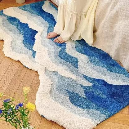 AquaWave | Tappeto alla moda per la casa | Design a onde nei colori del mare | Morbido, facile da pulire e stiloso
