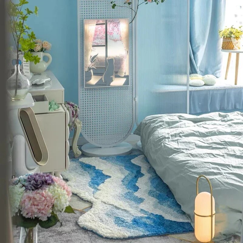 AquaWave | Tappeto alla moda per la casa | Design a onde nei colori del mare | Morbido, facile da pulire e stiloso