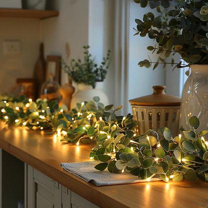 Olivenrebe mit Lichtern | Dekorative LED-Beleuchtung mit 100 Warmweißen LEDs & Timerfunktion