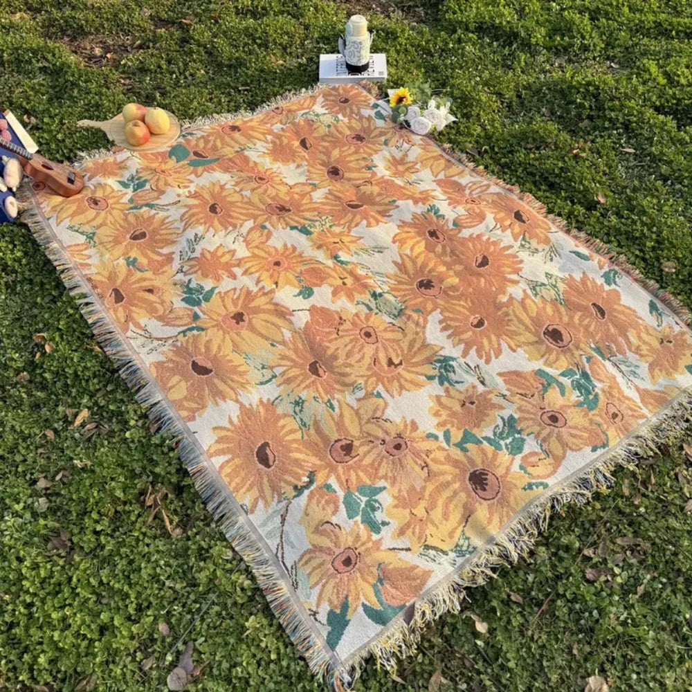 Coperta da picnic con fiori | Outdoor & Spiaggia | 180x130 cm | Misto microfibra