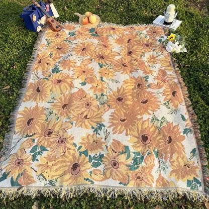 Coperta da picnic con fiori | Outdoor & Spiaggia | 180x130 cm | Misto microfibra