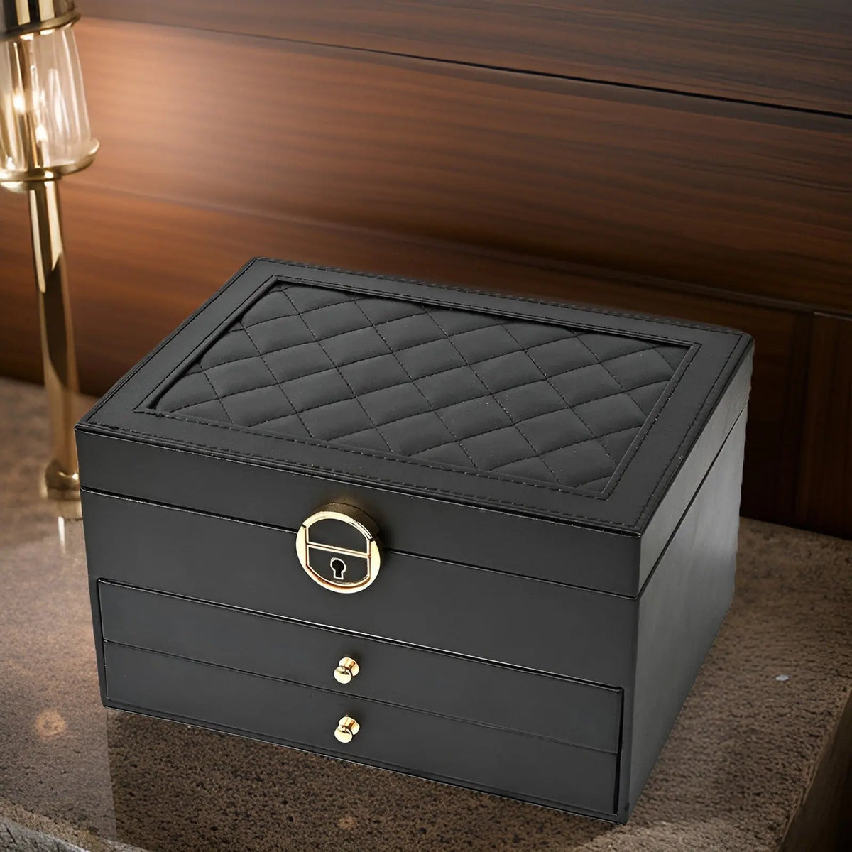 LuxeTrove | Portagioie in similpelle PU a più scomparti, 23 x 17 cm