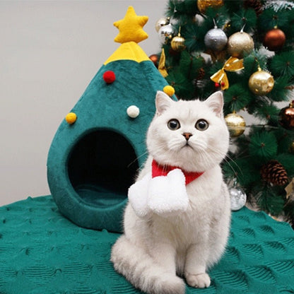 Catypine | Cama para gatos con forma de árbol de Navidad, de felpa y lavable