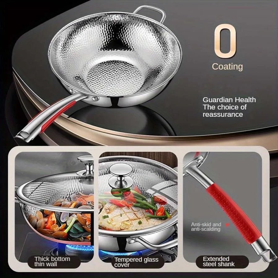 Panvion | Edelstahl Wok Pfanne Induktion mit Rundem Boden 4