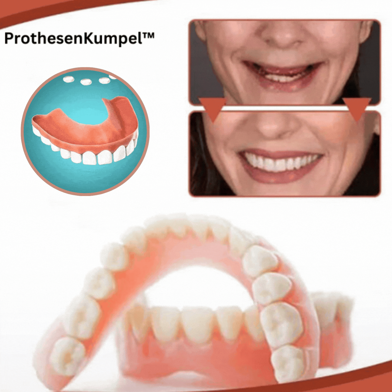 Plavora | Set de prótesis dentales de silicona para la mandíbula superior e inferior, reutilizable