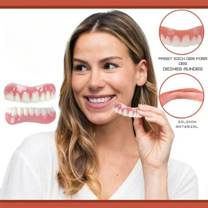 Plavora | Set de prótesis dentales de silicona para la mandíbula superior e inferior, reutilizable