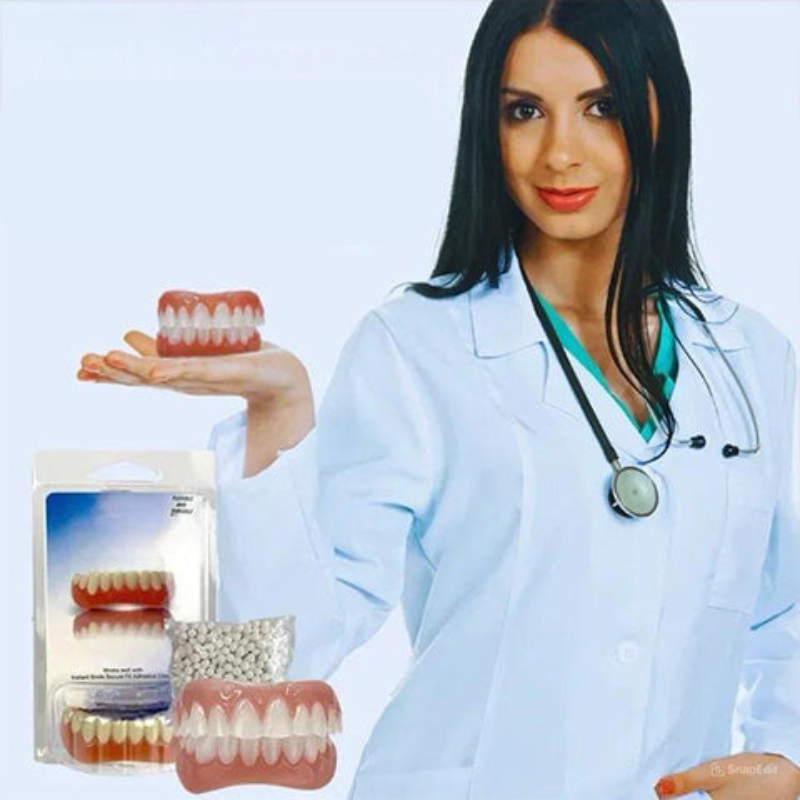 Plavora | Set de prótesis dentales de silicona para la mandíbula superior e inferior, reutilizable