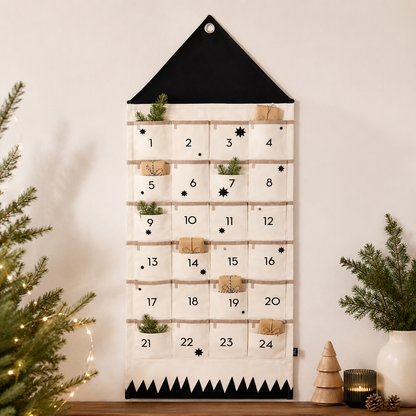 Taschora | Calendario dell’Avvento in tessuto da riempire, con 24 tasche da appendere