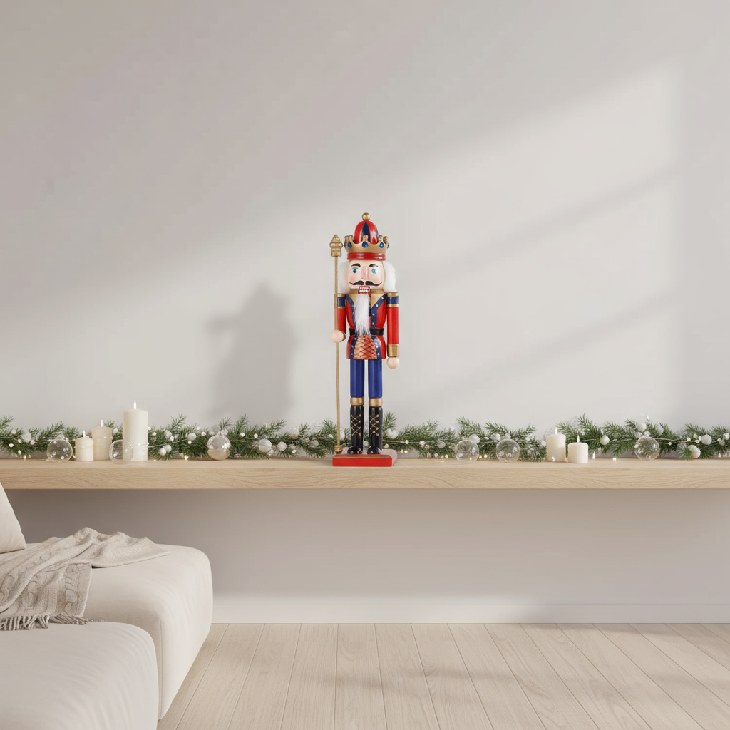 Nussknacker Soldat | Handgefertigte Holzfigur 30 cm | Vintage Weihnachtsdekoration aus dem Erzgebirge