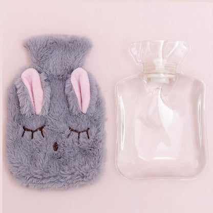 Bunnela | Borsa dell'acqua calda da 350 ml con copertura rimovibile e lavabile in pile a forma di coniglietto
