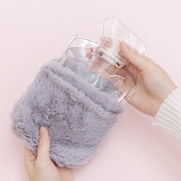 Bunnela | Borsa dell'acqua calda da 350 ml con copertura rimovibile e lavabile in pile a forma di coniglietto