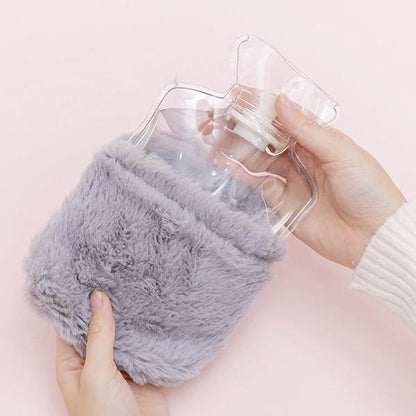 Bunnela | Borsa dell'acqua calda da 350 ml con copertura rimovibile e lavabile in pile a forma di coniglietto