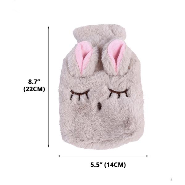 Bunnela | Borsa dell'acqua calda da 350 ml con copertura rimovibile e lavabile in pile a forma di coniglietto