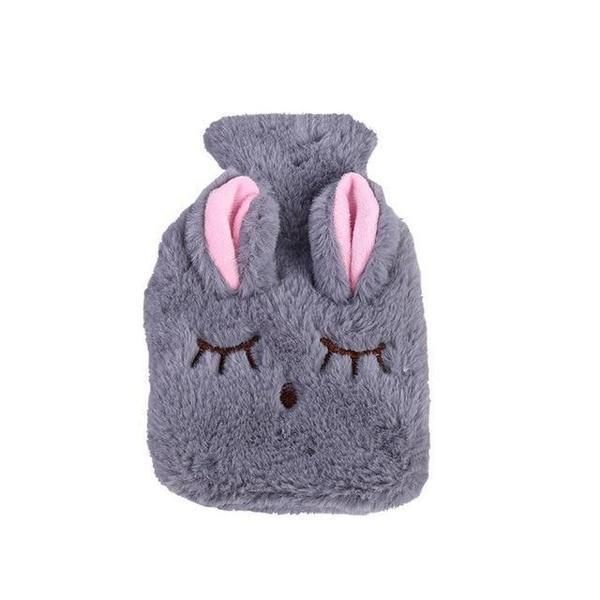 Bunnela | Borsa dell'acqua calda da 350 ml con copertura rimovibile e lavabile in pile a forma di coniglietto