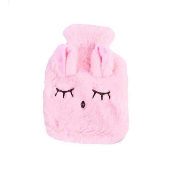 Bunnela | Borsa dell'acqua calda da 350 ml con copertura rimovibile e lavabile in pile a forma di coniglietto