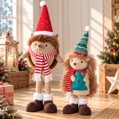 Pikkel | Erizo de peluche de pie para Navidad con patas extensibles, 45–75 cm