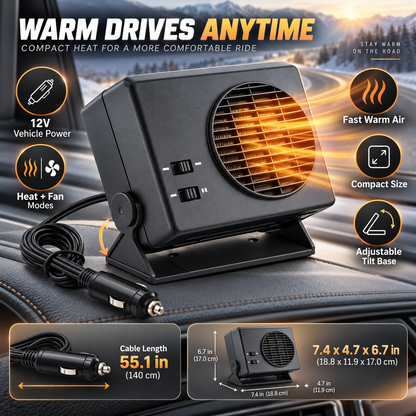 Kabinora | Calefactor de cerámica para coche de 12 V con función de calefacción y ventilación