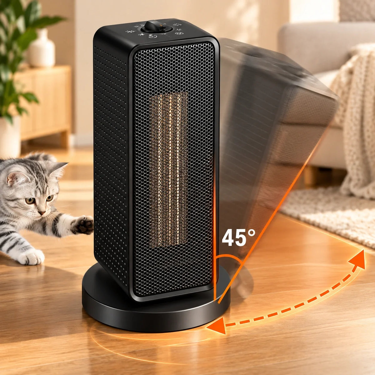 Calorvo | Termoventilatore in ceramica con diffusione del calore a 360° e protezione contro il surriscaldamento