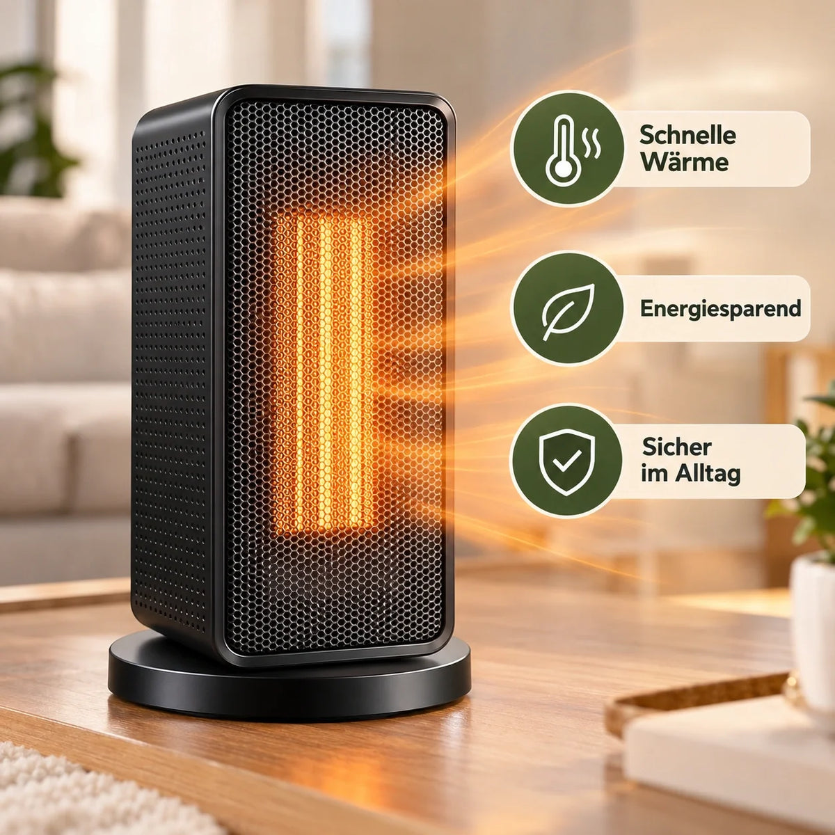 Calorvo | Termoventilatore in ceramica con diffusione del calore a 360° e protezione contro il surriscaldamento