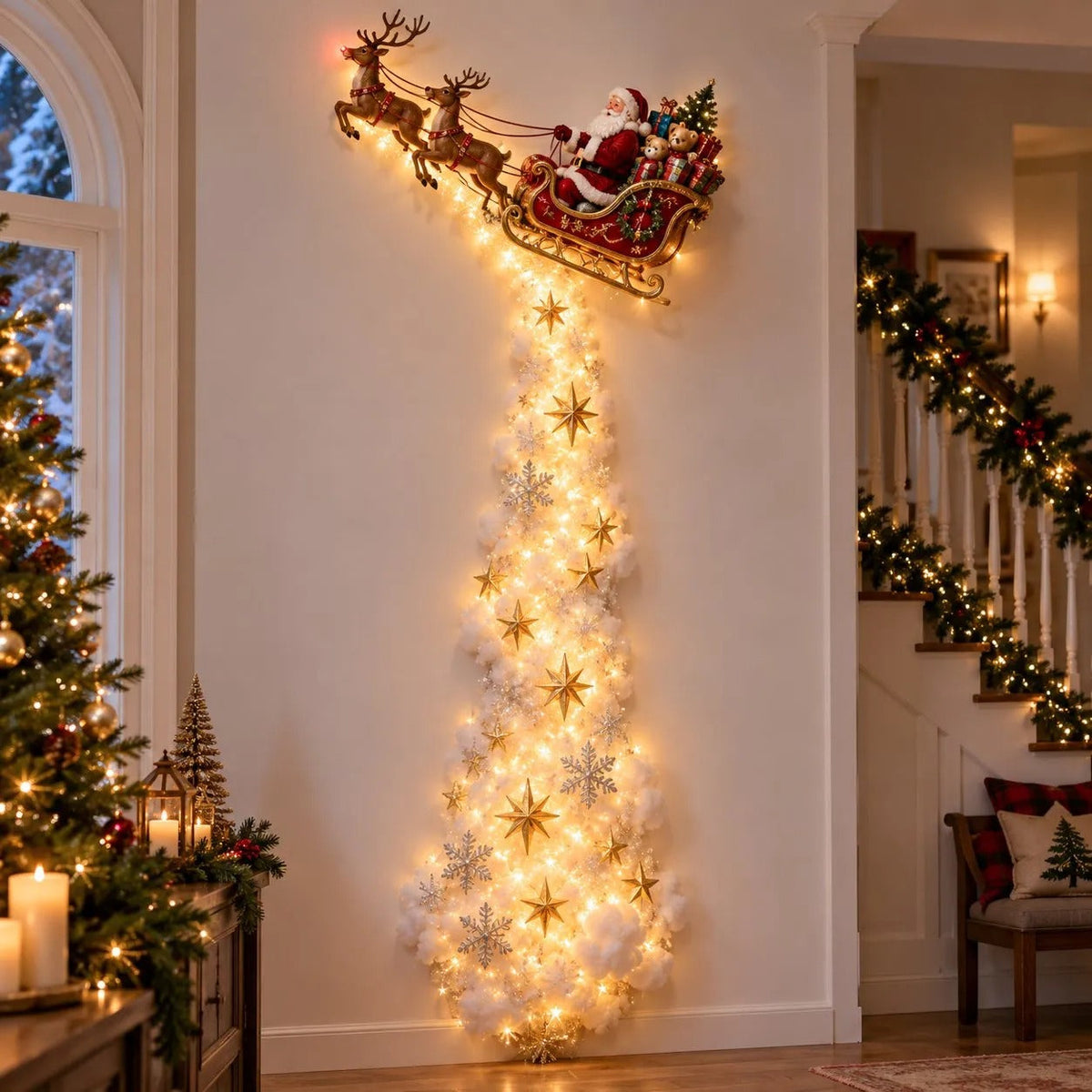 Starvela | Decorazione natalizia luminosa da parete con scia luminosa, 5 motivi