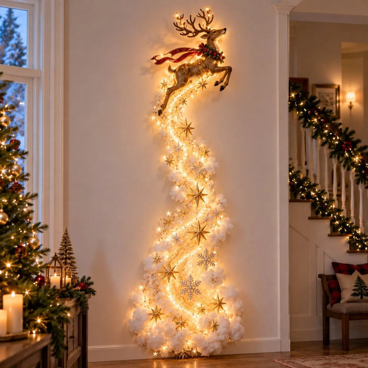 Starvela | Decorazione natalizia luminosa da parete con scia luminosa, 5 motivi