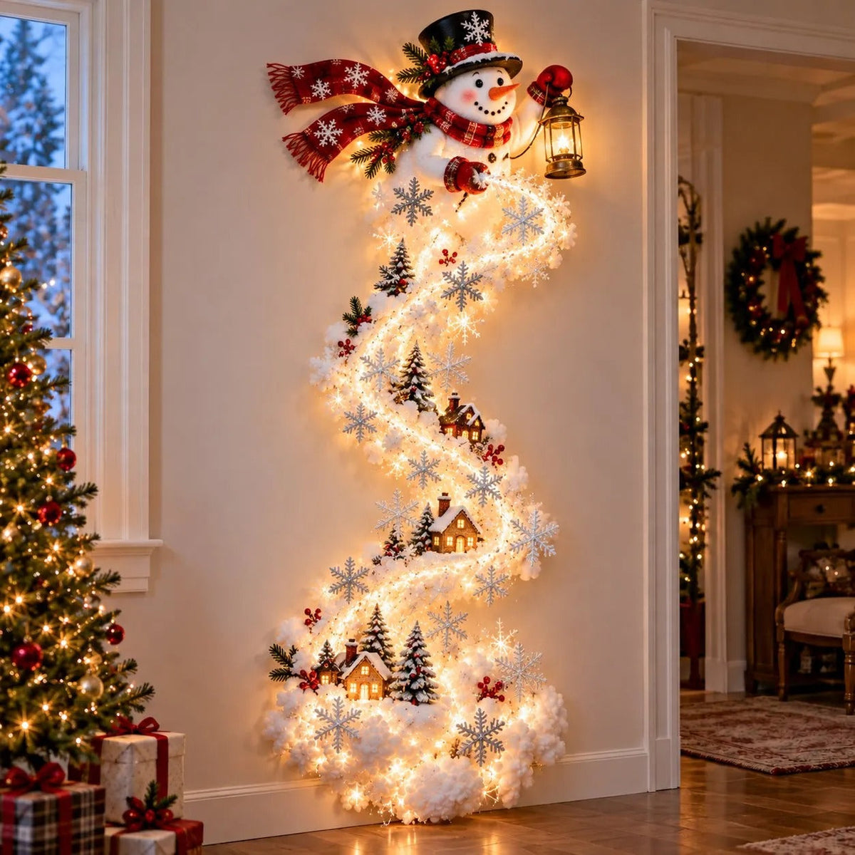 Starvela | Decorazione natalizia luminosa da parete con scia luminosa, 5 motivi