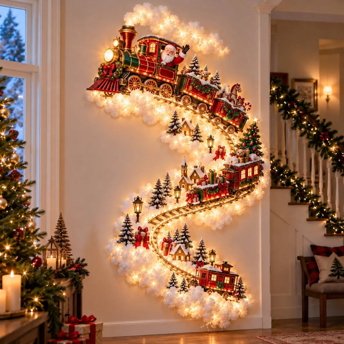 Starvela | Decorazione natalizia luminosa da parete con scia luminosa, 5 motivi