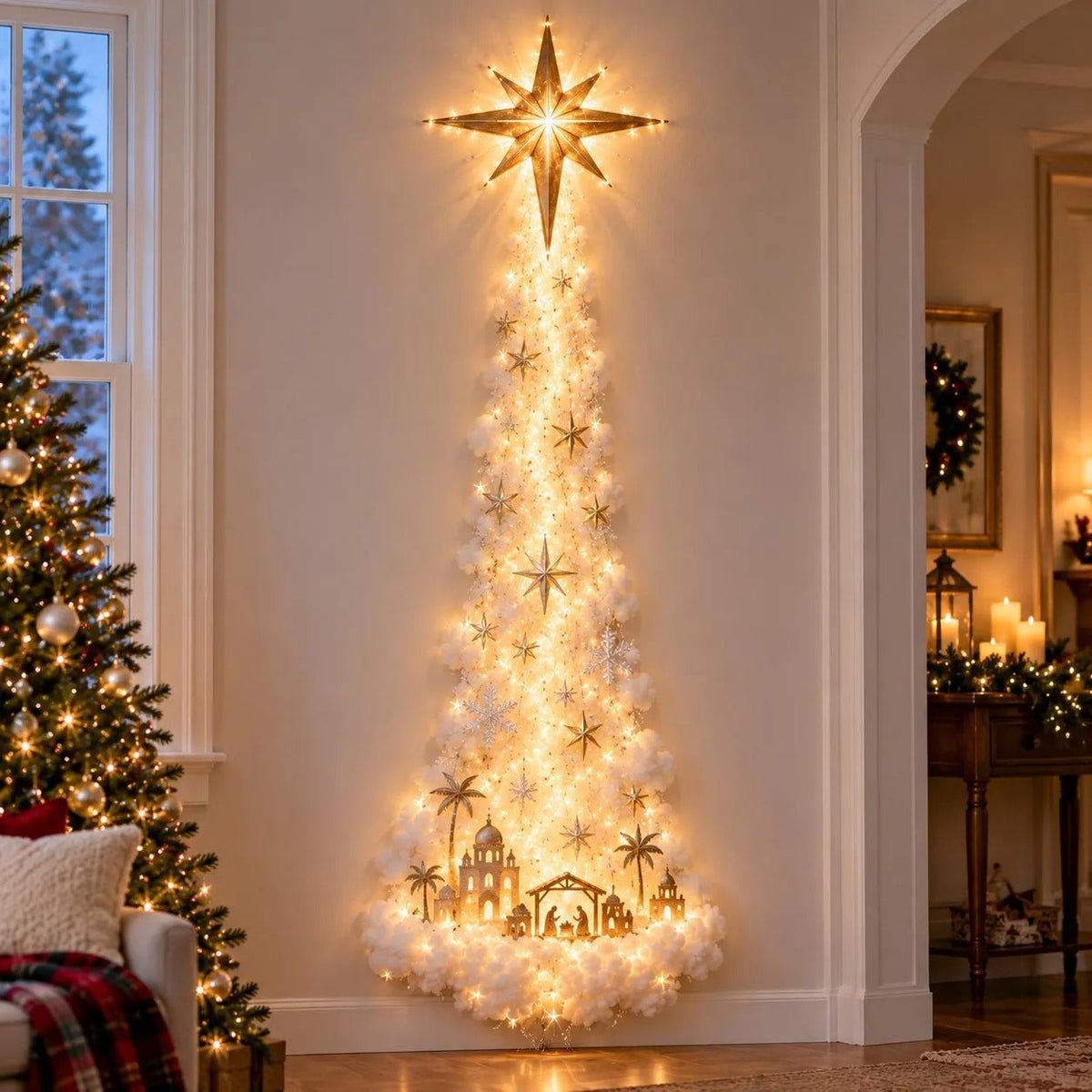 Starvela | Decorazione natalizia luminosa da parete con scia luminosa, 5 motivi