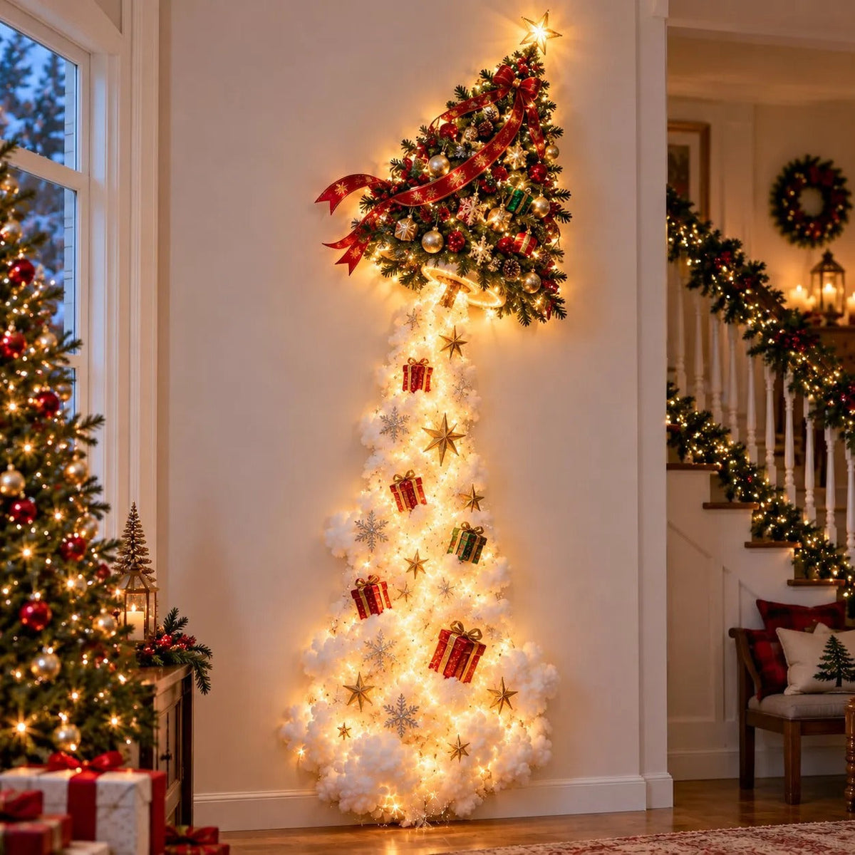 Starvela | Decorazione natalizia luminosa da parete con scia luminosa, 5 motivi