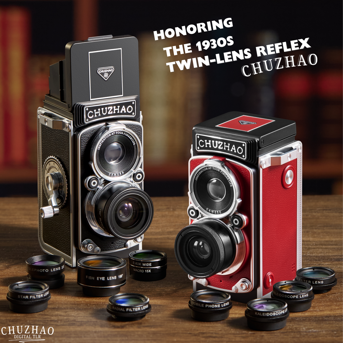 Zwilvio | Cámara digital con diseño vintage TLR, 12 MP, 1080p y 10 objetivos