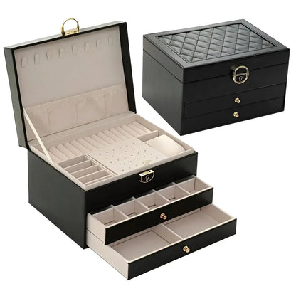 LuxeTrove | Portagioie in similpelle PU a più scomparti, 23 x 17 cm