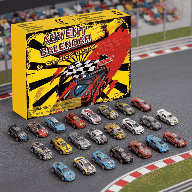 Speedcount | Adventskalender Kinder mit 24 Rennwagen und Zubehörteilen