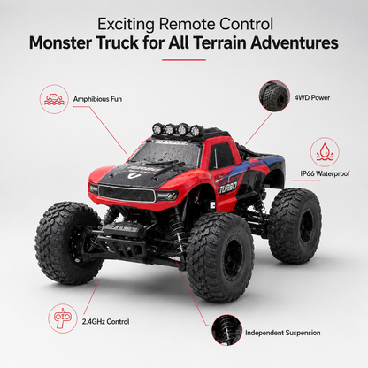 Amphivo | Coche anfibio teledirigido 1:10 con tracción total e IP66, 2,4 GHz