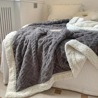 Zopfina | Reversible Sherpa throw blanket with cable-knit pattern, 100 × 150 to 200 × 230 cm