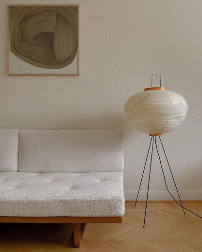 Lunora Haze | Lampadaire sculptural en papier de riz au style Japandi