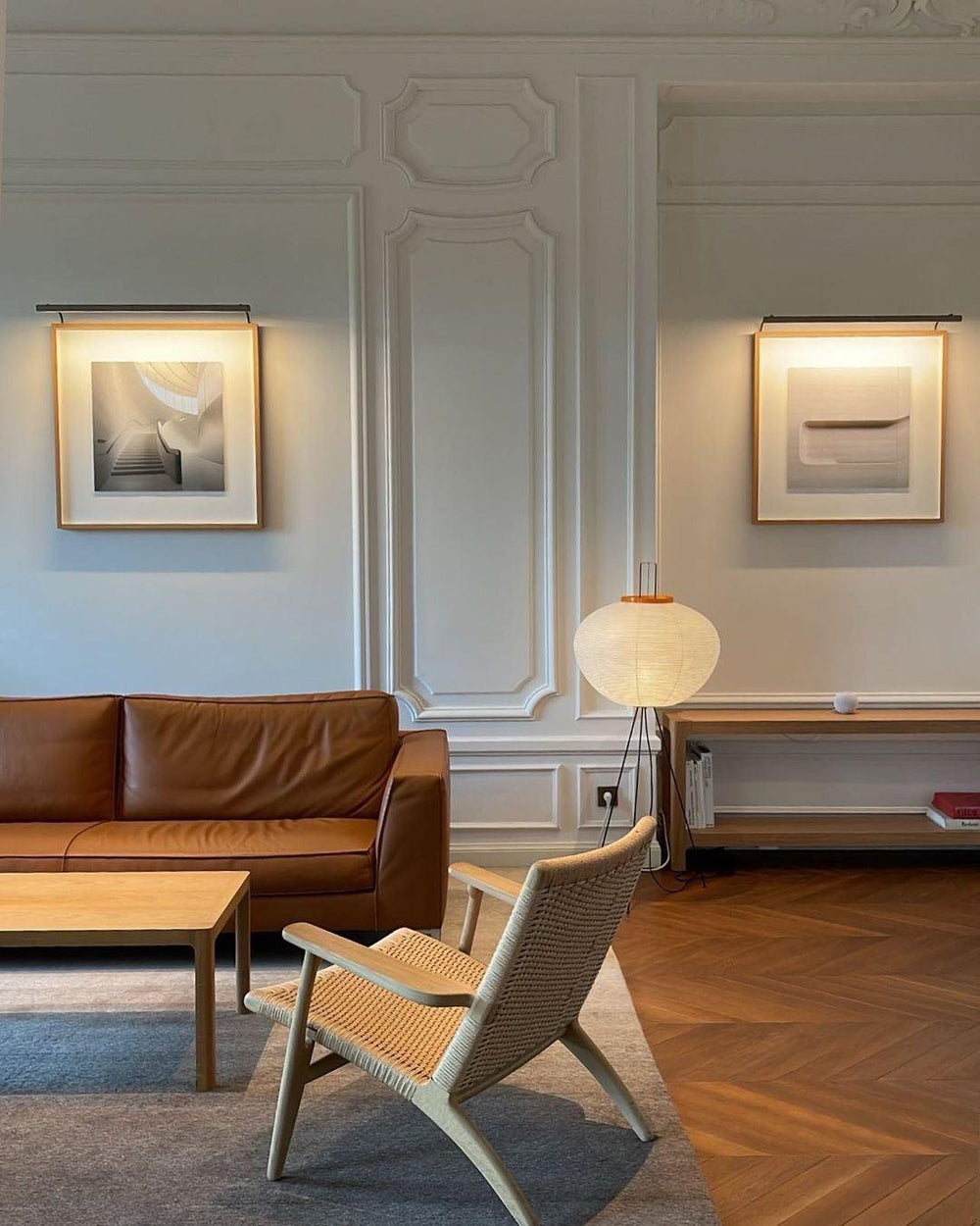 Lunora Haze | Lampadaire sculptural en papier de riz au style Japandi