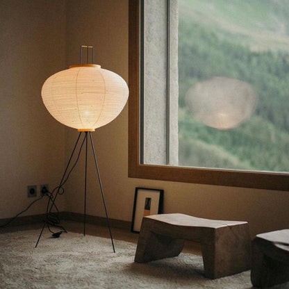 Lunora Haze | Lampadaire sculptural en papier de riz au style Japandi