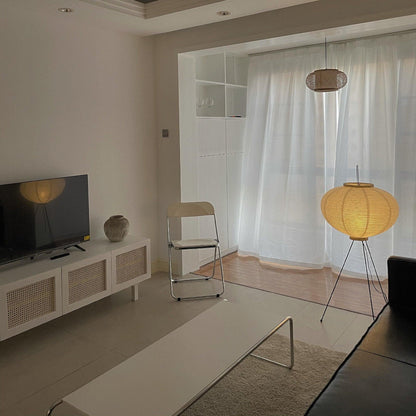 Lunora Haze | Lampadaire sculptural en papier de riz au style Japandi