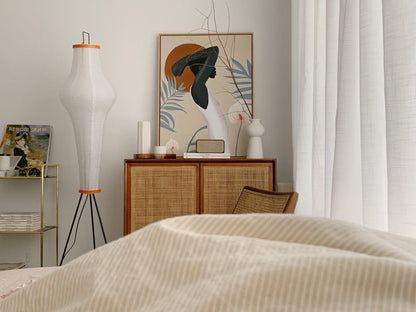 Lunora Haze | Lampadaire sculptural en papier de riz au style Japandi