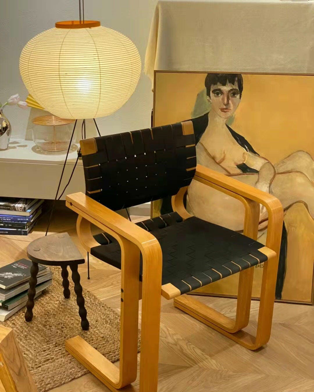 Lunora Haze | Lampadaire sculptural en papier de riz au style Japandi