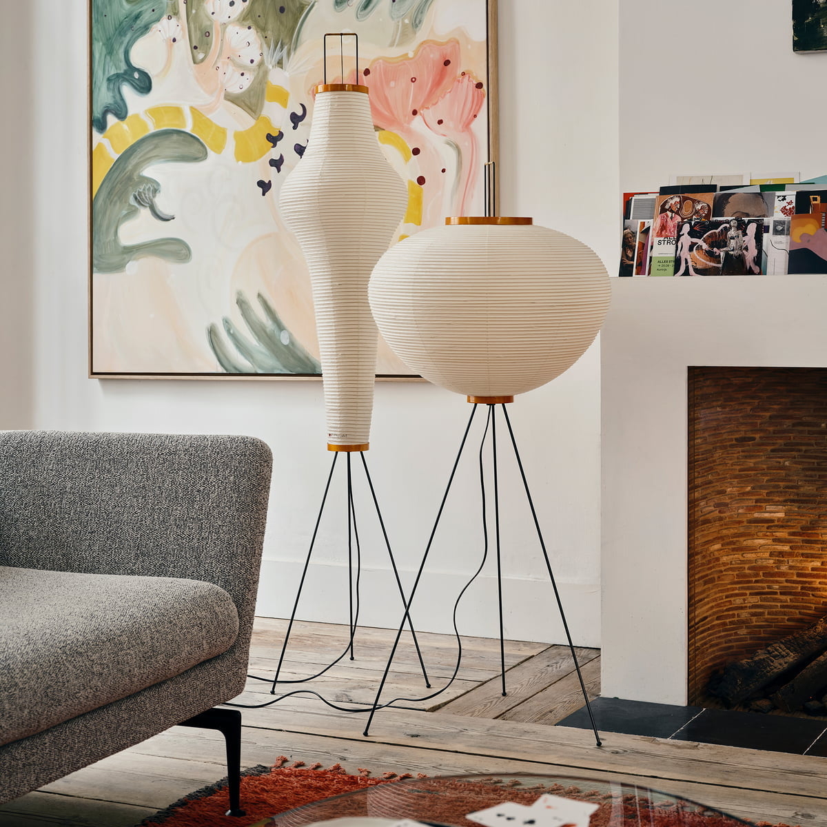 Lunora Haze | Lampadaire sculptural en papier de riz au style Japandi