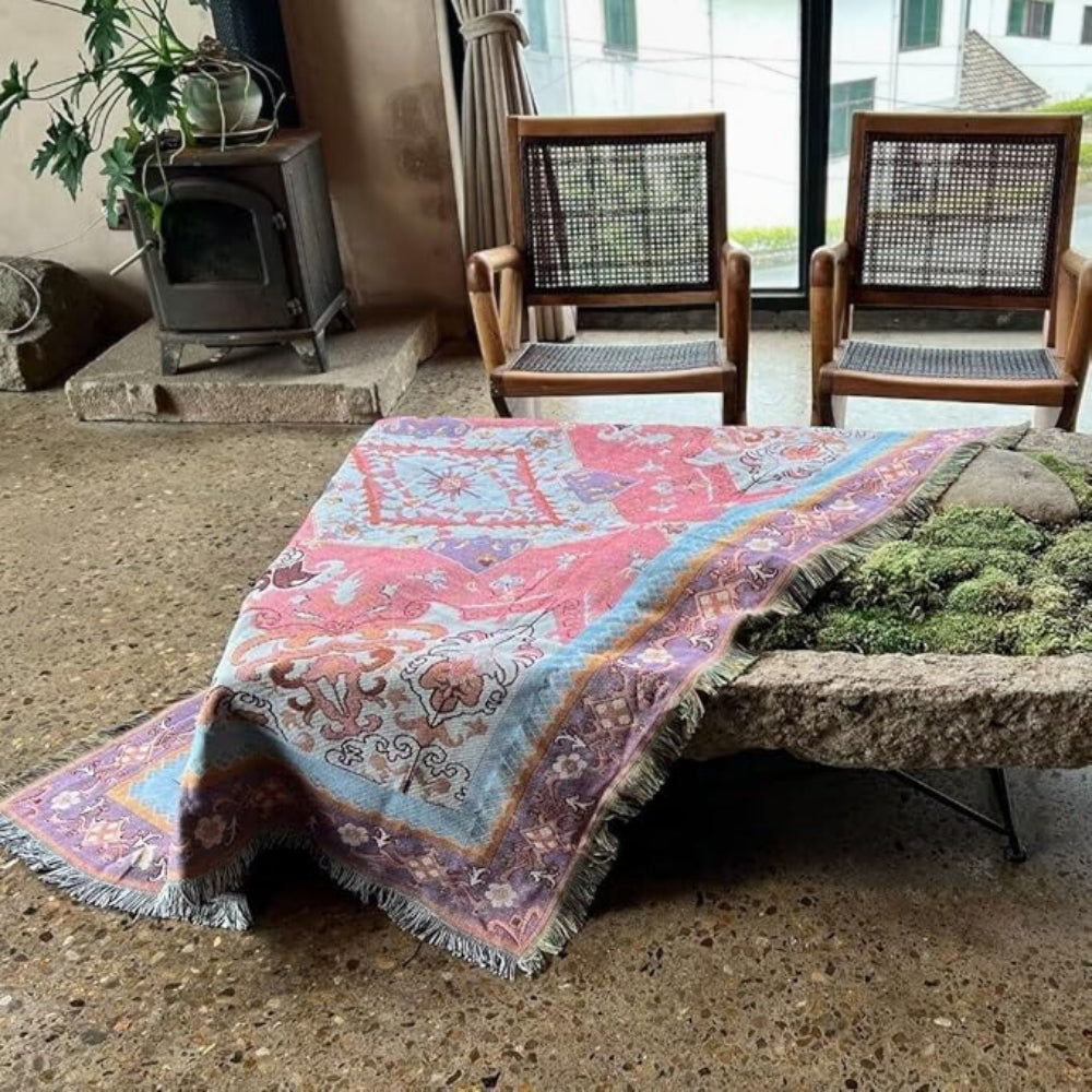 Plaid boho azteco | Motivo reversibile | Divano & Letto | Misto microfibra