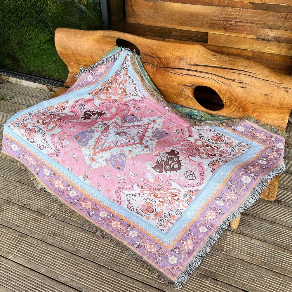 Plaid boho azteco | Motivo reversibile | Divano & Letto | Misto microfibra