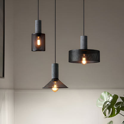 RusticLume Lampada | Lampada a sospensione industriale nera, regolabile in altezza e moderna