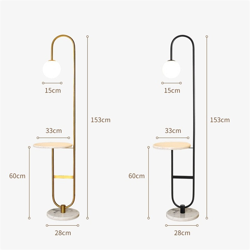 Oranthe Luno | Lampada da terra LED in stile scandinavo con tavolino integrato